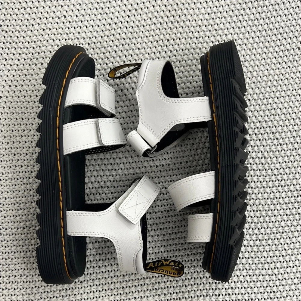 Dr. Martens White Sandals with Black Soles